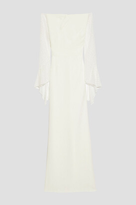 Roland Mouret Hafren lace-paneled pintucked crepe gown