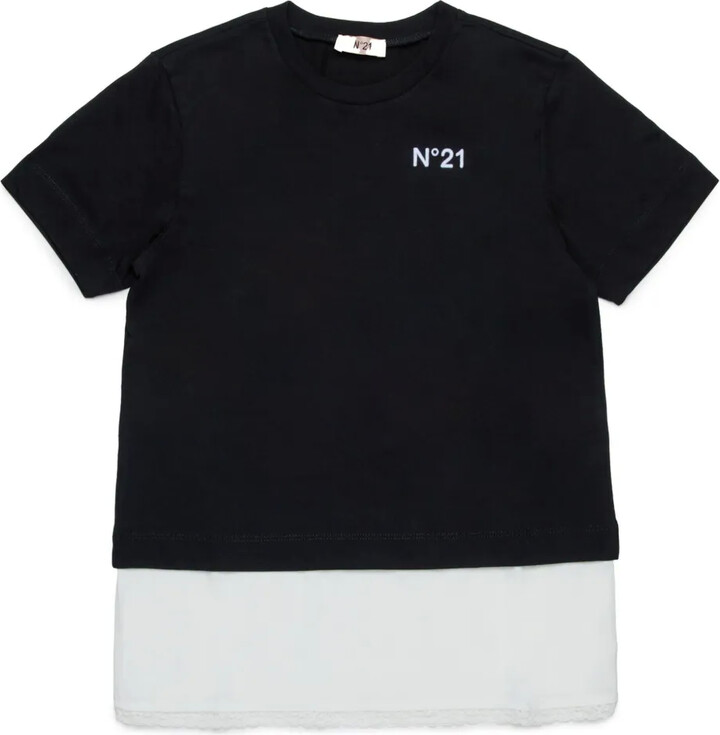 Nº21 Kids colour-block cotton T-shirt