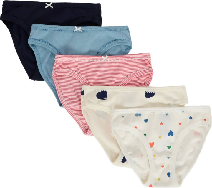 Bow-Detailed Heart-Print Briefs (Pack Of Five)