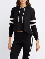 Thumbnail for your product : Charlotte Russe Varsity Stripe Hacci Hoodie