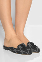 Thumbnail for your product : Oscar de la Renta Ikat-patterned canvas mule slippers