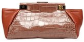 Thumbnail for your product : Lanvin plum leather 'Trilogy' croc-embossed trapeze clutch