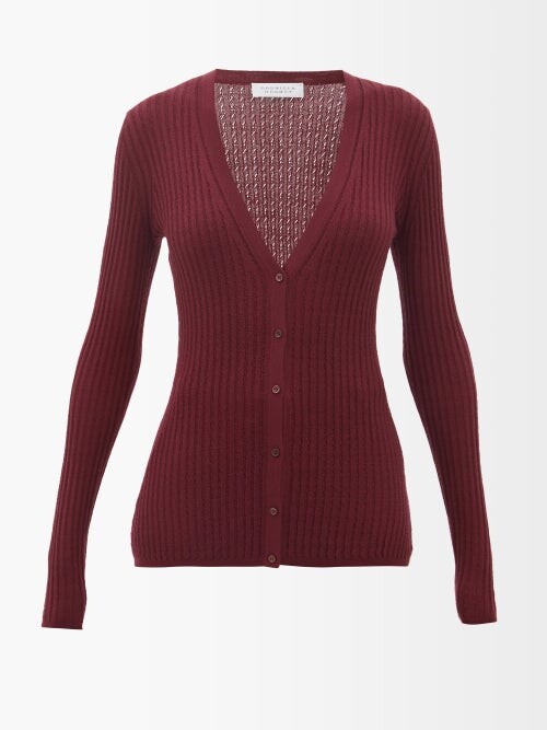 FTC Cashmere Fine Knitted Cardigan red themed print casual look Fashion Slipovers Fine Knitted Cardigans 