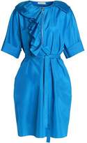 Nina Ricci Belted Ruffled Silk-Taffeta Dress