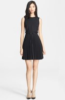 Thumbnail for your product : RED Valentino Sleeveless Pleated Skirt Cady Dress