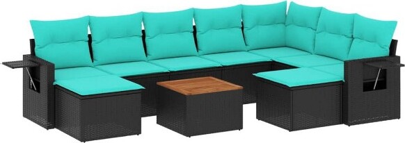 VidaXL vidaXL10PiecePatioSofaSetwithCushionsBlackPolyRattan
