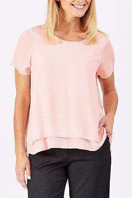 NEW bird by design Womens Blouses The Pleated Back Blouse SoftPink