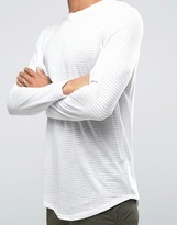 Thumbnail for your product : ASOS Sheer Stripe Longline Long Sleeve T-Shirt With Curve Hem