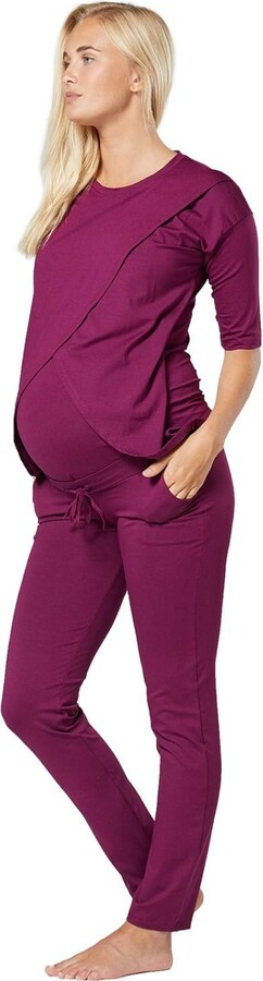 HAPPY MAMA Womens Maternity Nursing Pyjama Loungewear Set Crossover Front 1021 