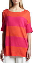 Thumbnail for your product : Joan Vass Striped Boxy Sweater, Petite
