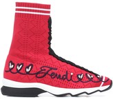 Thumbnail for your product : Fendi Embroidered high-top sneakers