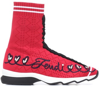 Fendi Embroidered high-top sneakers