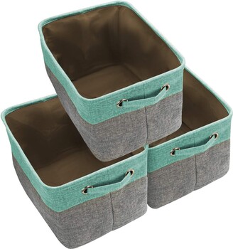 Sorbus Teal Twill Storage Basket - Set of 3