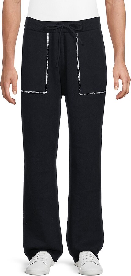 Blanket-Stitch Cotton Sweatpants