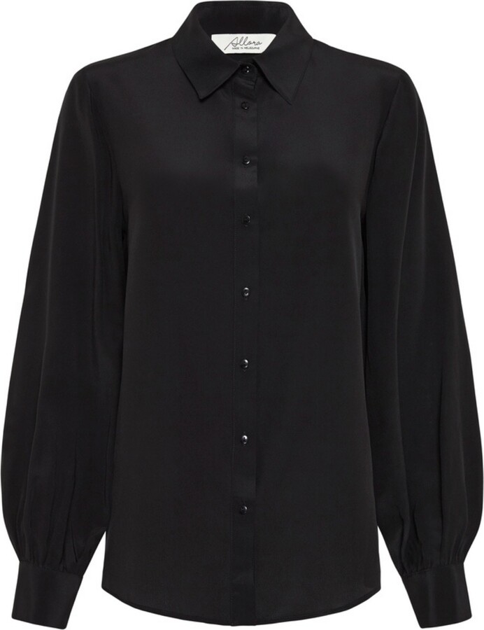 Allora - Manhattan 100% Silk Shirt - Black - ShopStyle Tops