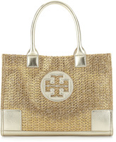 Thumbnail for your product : Tory Burch Ella Mini Metallic Straw Tote Bag, Gold