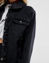 Thumbnail for your product : Reclaimed Vintage Inspired Denim Jacket With Frill Detail Co-Ord