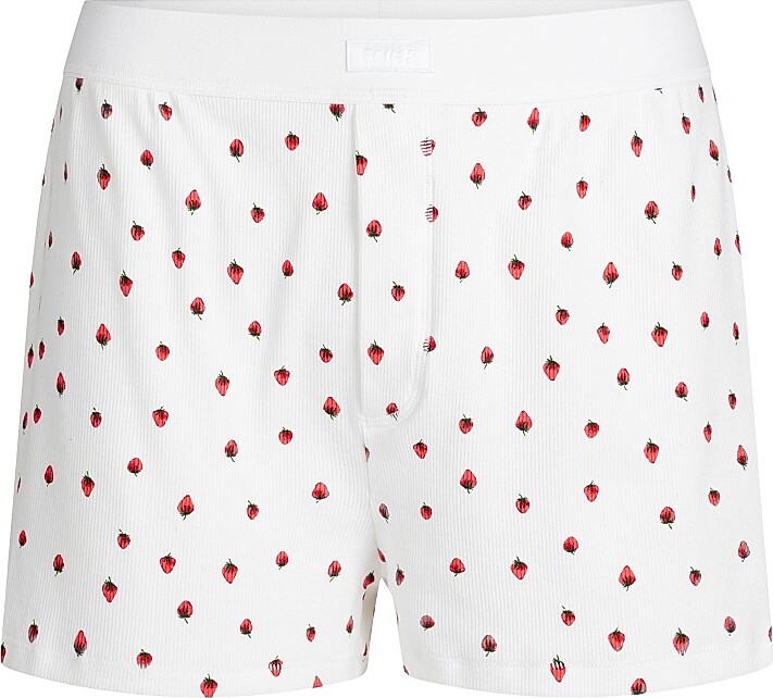 SKIMS Women's Cotton Rib Loose Boxer - Snow Strawberry Print - Size XXXL