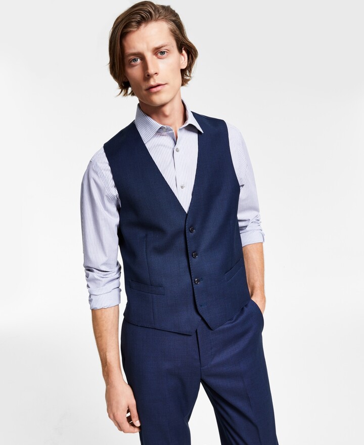 Calvin Klein Men's X-Fit Slim-Fit Stretch Blue Birdseye Suit Vest -  ShopStyle