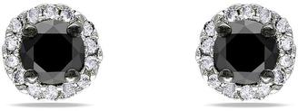 Julie Leah 1/2 CT TDW Black and White Diamond Sterling Silver Stud Earrings