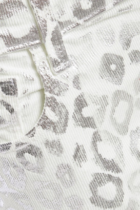 J Brand Selena Metallic Leopard-print Cotton-blend Corduroy Bootcut Pants
