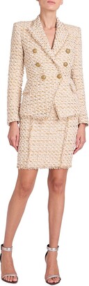 Balmain Cotton-Blend Tweed Pencil Skirt