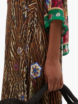 Camilla Jewel Of Jupiter-print Silk-crepe Wrap Dress - Brown Print