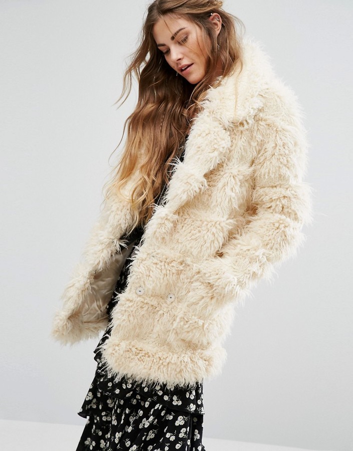 Glamorous Coat In Shaggy Faux Fur - ShopStyle Clothes and Shoes