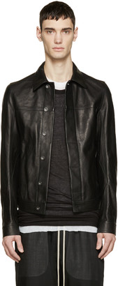 Rick Owens Black Grained Leather Worker Jacket