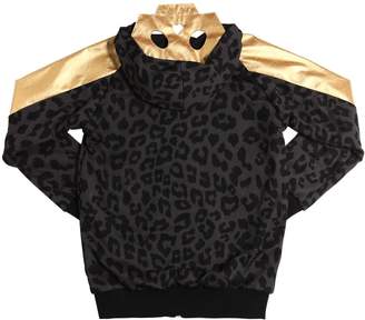 Bangbang Copenhagen Leopard Print Cotton Sweatshirt W/ Skull