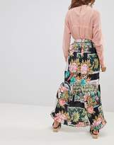 Thumbnail for your product : ASOS Design maxi skirt with high low hem in Postcard print-Multi