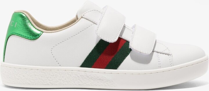 Gucci Children White New Ace Velcro Sneakers - Kids - Rubber/Leather ...