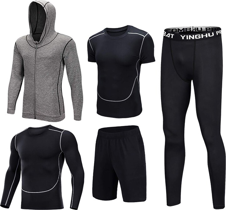 Mens Fitness Long Sleeve Hoodies+long Trousers Pants Sports Workout Sweatshirt  Outfit Set