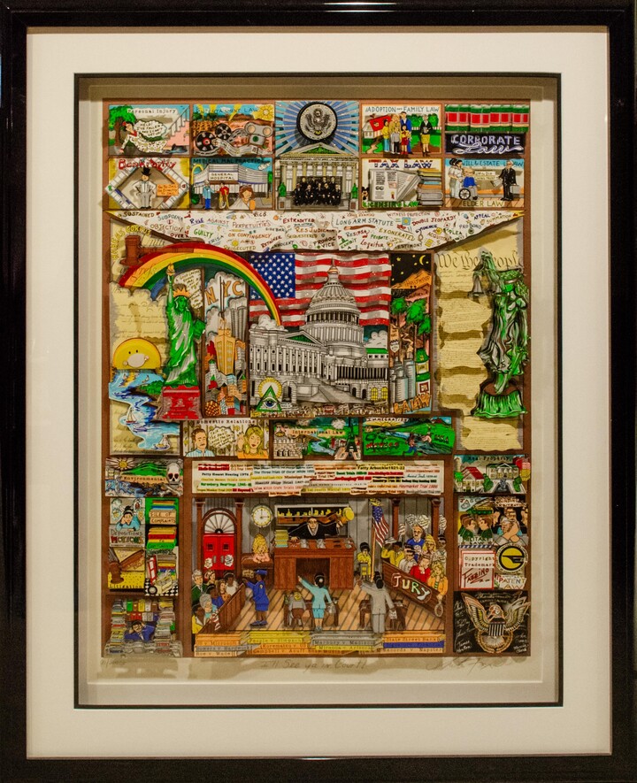 Charles Fazzino, Charles Fazzino Limited Edition -D Serigraph Construction "I'll see ya in court", 2001