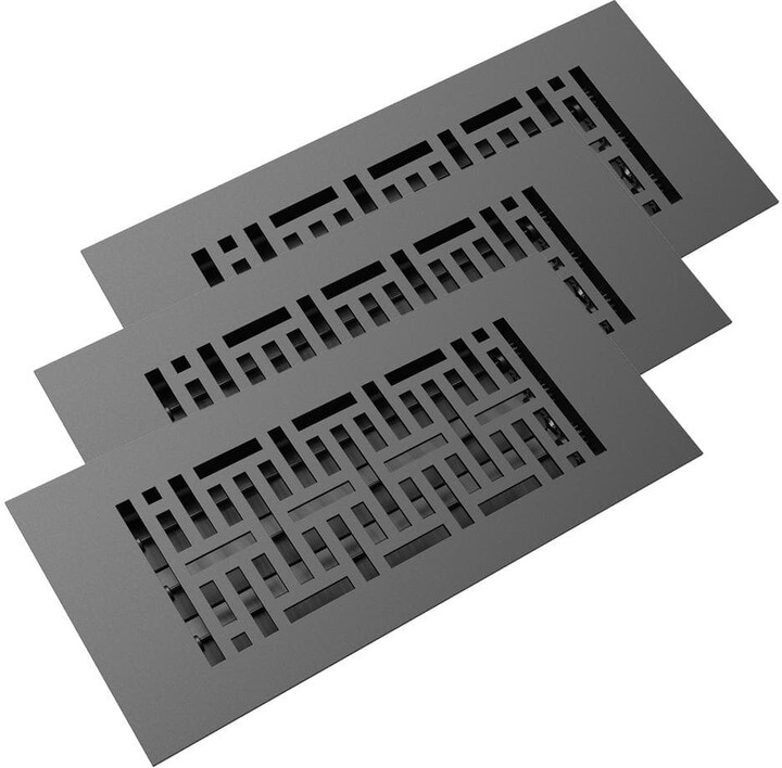 Reggio Registers Low Profile 10 in. x 4 in. Steel Floor Register in Black Woven Pattern (3-Pack)