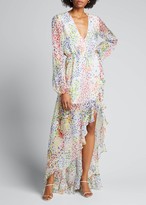Thumbnail for your product : Caroline Constas Liv Printed Long-Sleeve High-Low Gown
