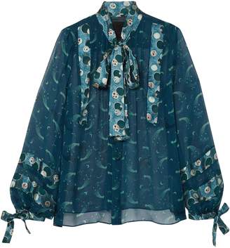 Anna Sui Cosmos Pussy-bow Crinkled-chiffon Blouse