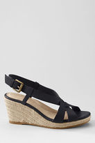 Thumbnail for your product : Lands' End Women's Trista Mid Wedge Leather Slingback Espadrilles