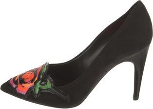 Louis Vuitton Suede Floral Print Pumps
