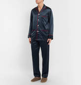 Thumbnail for your product : Isaia Contrast-Tipped Stretch-Silk Satin Pyjama Set - Men - Navy