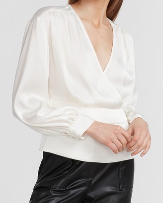 white wrap peplum top