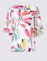 Thumbnail for your product : Marks and Spencer Linen Rich Printed Ruffle Sleeve Blouse