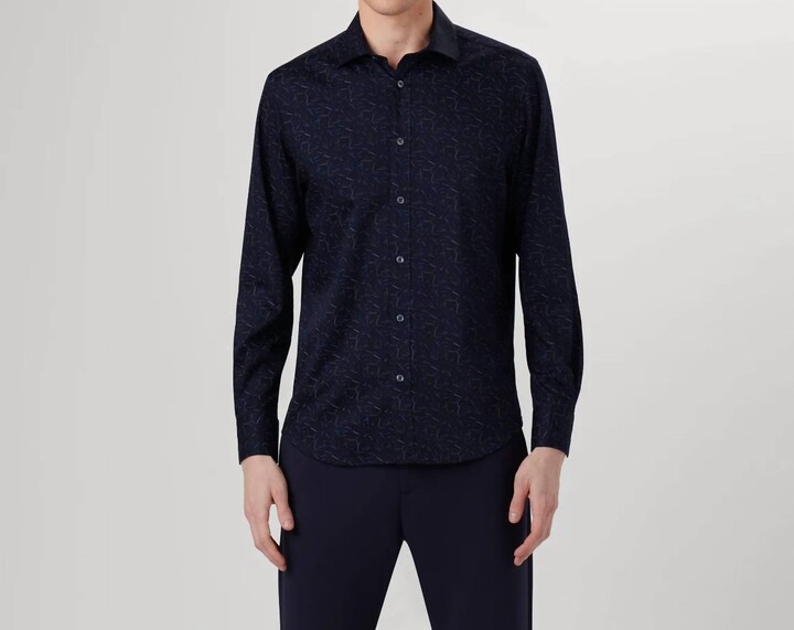 Bugatchi Uomo Axel Abstract Bamboo Shirt In Navy Blue