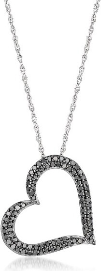 Ross-Simons Ross-Simons0.50ct.t.w.BlackDiamondHeartPendantNecklaceinSterlingSilverSize16