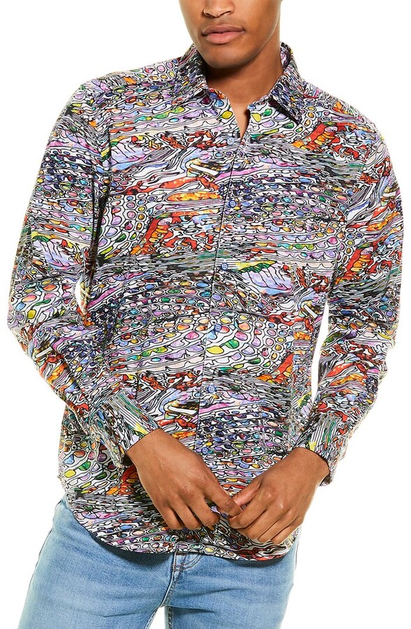 NEW Robert Graham $248 HALL OF MIRRORS Iridescent Cotton Classic Fit Shirt