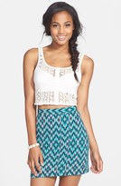 Thumbnail for your product : Everly Textured Geo Print Miniskirt (Juniors)