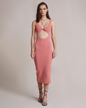 Bec & Bridge Women's Pink Midi Dresses - Oasis Knit Twist Midi Dress