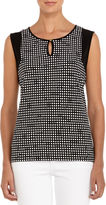 Thumbnail for your product : Jones New York Black and Ivory Sleeveless Crew Neck Shell