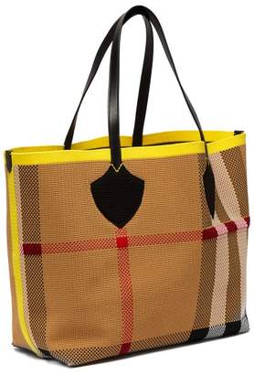 Burberry Vintage Check Large Stretch Knit Tote - Womens - Black Yellow