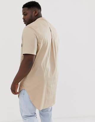 ASOS Design DESIGN Plus regular fit shirt in sand in super longline